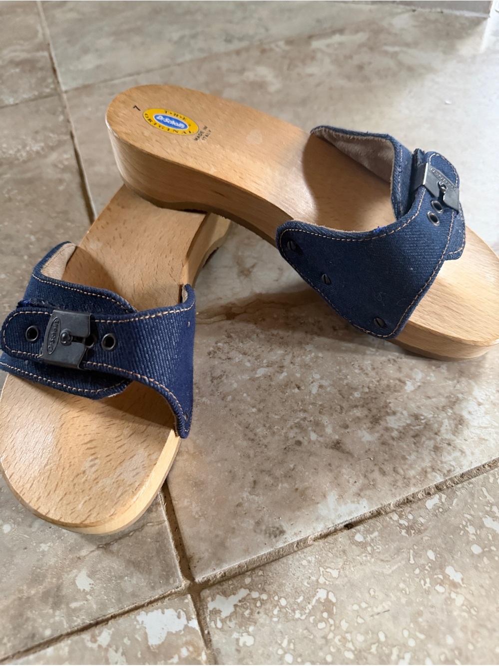 Dr. Scholls Original Denim Wood Sandals - Picture 4 of 8